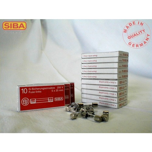 7000234.6,3 SIBA G-Sicherungseinsatz flink 5x25mm 250V 6,3A Produktbild Front View L