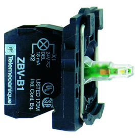ZB5AW0B11 Schneider E. Hilfsschalter- block+Lampenfassung LED ws 24VAC 1S HK Produktbild