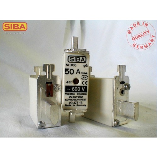 2047713.10 Siba NH-Sicherung Gr.000 10A 660/690V gG/gL m. Kombimelder DIN43620 Produktbild Front View L