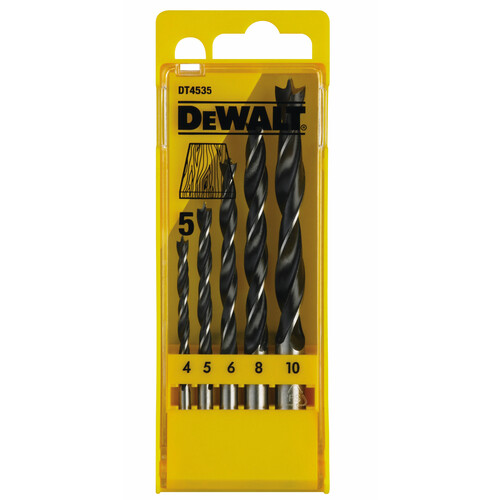 DT4535-QZ DEWALT CV-Holzspiralbohrerset 4,5,6,8,10mm Produktbild Front View L