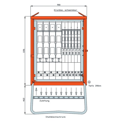 GV 0092 Walther Hauptverteilerschrank Anschlussleitung 436kVA Produktbild Front View L