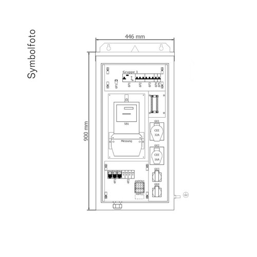 BVAE35-211O ERA AE-Baustromvert. OÖ 35A /D02 +ZSL4OÖ B446xH900xT250mm mit ÜA2-4 Produktbild Front View L