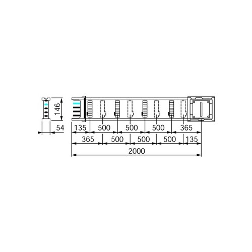 KSA250ED4208 Schneider E. Gerader Schienenkasten 2m 250A mit 8 Abgangsstel Produktbild Front View L