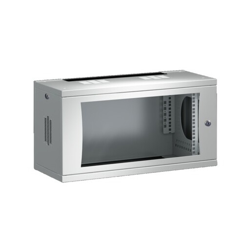 7507000 RITTAL FlatBox 600 x 6 HE x 400 mm RAL 7035 Produktbild Front View L