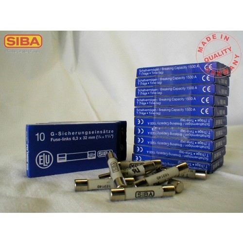 7006565.5 SIBA G-Sicherung 6,35x32mm 5A träge 500V  Keramikrohr Produktbild Front View L