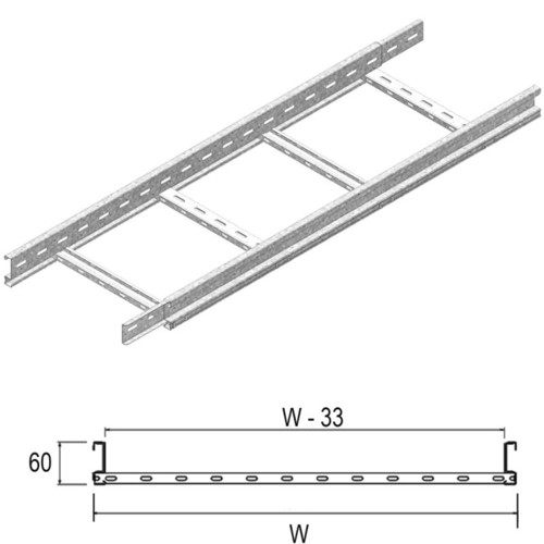 E80005 VERGOKAN KLLI 60*500 Kabelleiter HxB 60x500mm integr. Verbindung Produktbild Front View L