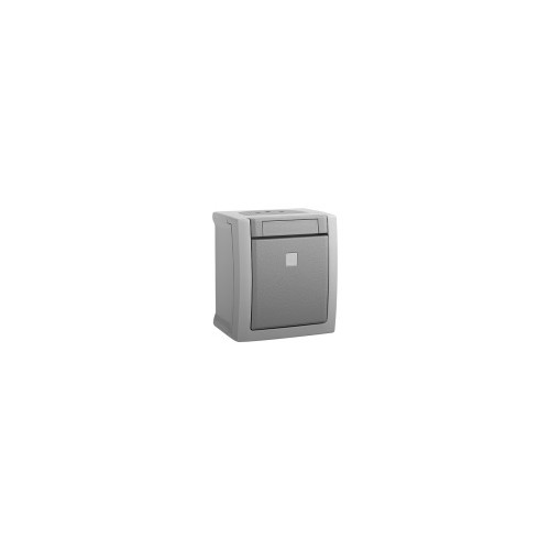 90591623 Viko Aus Wechselschalter mit Kontrolllicht FR AP IP54 Pacific grau Produktbild Front View L