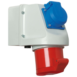 135 Walther Mini-Kombi Wandd.32A 5P 400V 6h IP44 mit Schukod.16A 230V 2P+E IP44 Produktbild front M