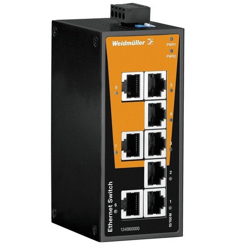 1240900000 WEIDMÜLLER IE-SW-BL08-8TX Netzwerk-Switch Produktbild Front View L