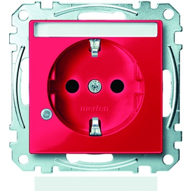 MEG2303-0306 Merten Schukosteckdose UP SHUTTERich., rubinrot, glz, 1-f. SysM Produktbild front M