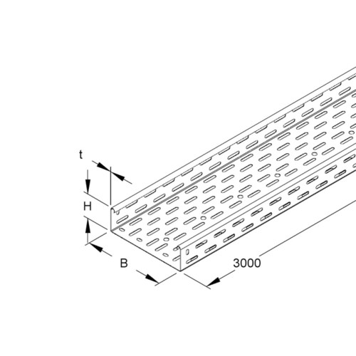 219803 NIEDAX RL 60.200 Kabelrinne 60x200x3000mm t=0,9mm gelocht Produktbild Front View L