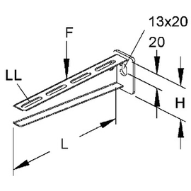 186907 NIEDAX KTA 100 Hängestiel- und Wandausleger standard 45x110mm 2,5kN Produktbild