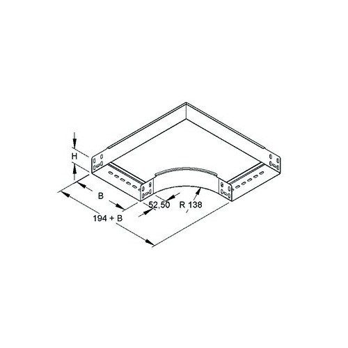 226009 NIEDAX RES 60.100 Bogen 90° 60x102mm mit ungelochten Seitenholmen Produktbild Front View L