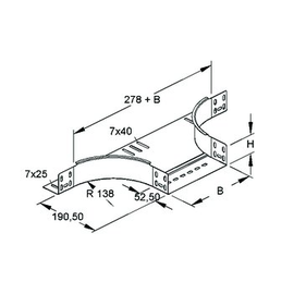 226801 NIEDAX RTA 60.100 Anbau T-Stück 60x102mm mit ungelochten Seitenholmen Produktbild