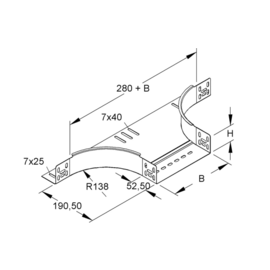 227204 NIEDAX RTA 60.300 Anbau T-Stück 60x302mm mit ungelochten Seitenholmen Produktbild front M