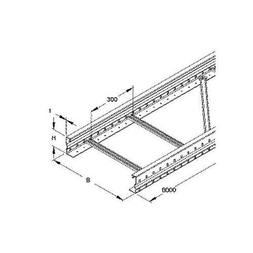 300600 NIEDAX WSL 105.200 Weitspannkabel Leiter 105x200x6000mm t=1,5mm gelocht Produktbild Front View L