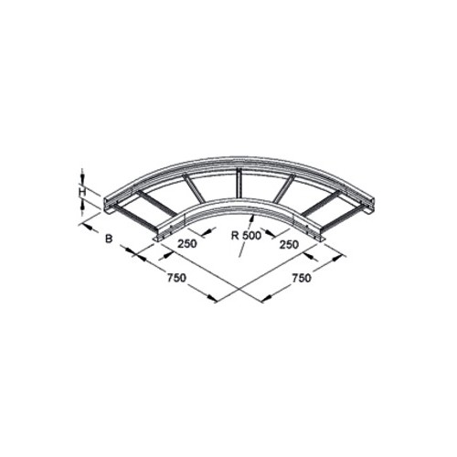 949748 NIEDAX WSBR 105.300 Bogen 90° 105x300mm rund gesickt ungelocht Produktbild Front View L