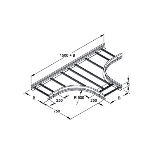 WSTR 105.200 NIEDAX T-Stück 105x200mm rund gesickt ungelocht Produktbild Front View L