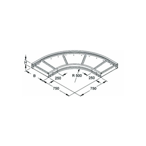 949304 NIEDAX WRBR 105.400 Bogen 90° 105x400mm rund gesickt ungelocht Produktbild Front View L