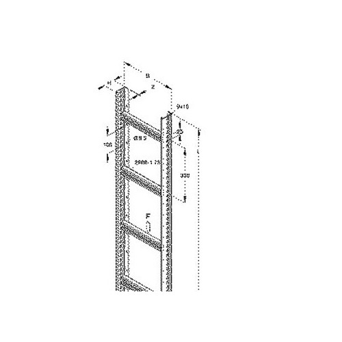 886449 NIEDAX STM 60.403/3 Steigetrasse 60x400x3000mm 1,75kN Sprossenabstand 300 Produktbild Front View L