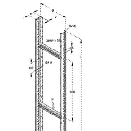 873364 NIEDAX Steigtrasse 60x500x3000mm 1,75kN A-Profil 40x22mm Sprossabst.600mm Produktbild