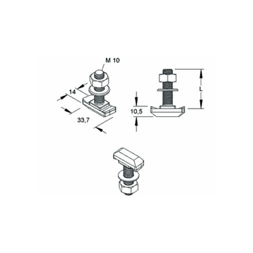 945511 HK 510/30 F NIEDAX Hakenkopf- schraube M10 30mm f. Ankerschiene 2985.. Produktbild Front View L