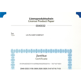 142581 Eaton LIC-PLC-MXP-COMPACT Lizenzproduktschein PLC-Runtime COMPACT. Produktbild front M