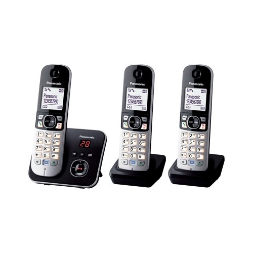 KX-TG6823GB Panasonic Telefon Schnurlos m. 2 zus. Mobilteilen Produktbild Front View L