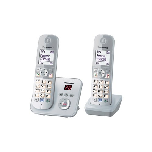 KX-TG6822GS Panasonic Telefon Schnurlos Telefon m. 2.- Mobilteil silb. Produktbild Front View L