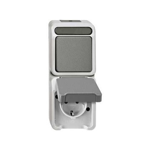 MEG3495-8029 Merten Schuko Wechsel- schalter Kombi FR AP IP44 Aquastar Produktbild Front View L