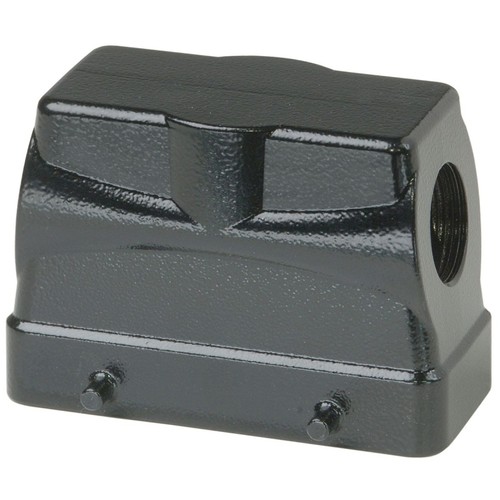 P748016 WALTHER Tüllengehäuse BHT16 65 mm hoch, schwarz QVN, 1xM25 seitl. Produktbild Front View L