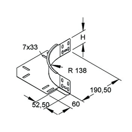 227600 NIEDAX Eckanbaustück Höhe 60mm mit ungelochtem Seitenholm Produktbild