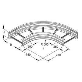950768 Niedax WSBR 200.200 F Bogen 90° 200x200mm rund gesickt ungelocht Produktbild front M
