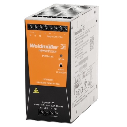 1478180000 Weidmüller PRO MAX3 240W 24V 10A Wechselstromversorgung Produktbild Front View L