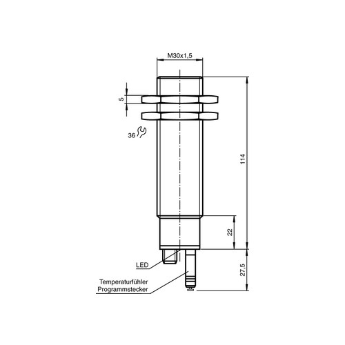 125065 Pepperl UC300-30GM-IUR2-V15 Ultraschallsensor 15-300mm 10-30V DC Produktbild Front View L