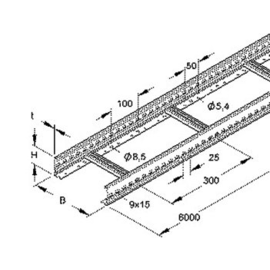 288007 Niedax KL 60.203 Kabelleiter 60x200x6000mm t=1,5mm gelocht Produktbild