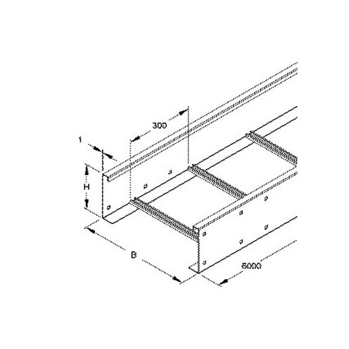 307906 Niedax WSLS 200.200 Weitspann- Kabelleiter 200x200x6000mm T=2,5mm ungel Produktbild Front View L