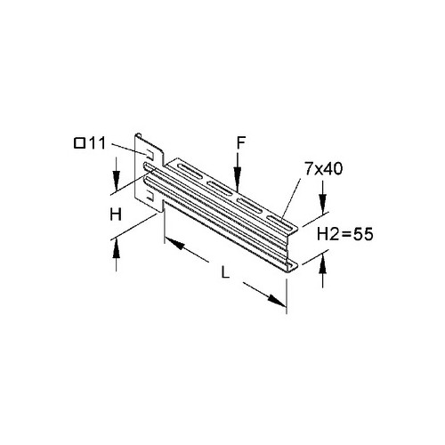 170425 Niedax KTUM 100 Ausleger mittelschwer 73x105mm 1,2kN Produktbild Front View L