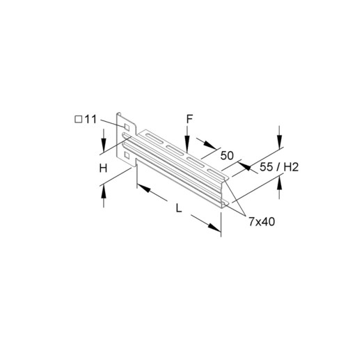 170449 Niedax KTUM 200 Ausleger mittelschwer 73x205mm 1,2kN Produktbild Front View L