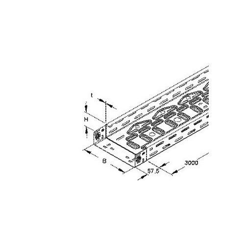 947300 Niedax Kabelrinne leicht stahl RLVC 60.300 bandverzinkt 60x300x3000mm Produktbild Front View L