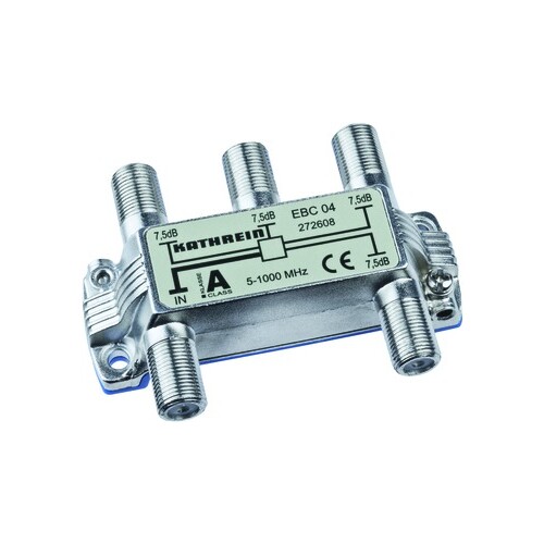 21610086 Kathrein EBC 04 4fach Verteiler 5 1000 MHz, F Connector, Trennkondensat Produktbild Front View L