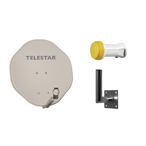 229992 Telestar Set Telestar Alurapid 45, SAT Antenne, Single LNB, Mast und Produktbild Front View L