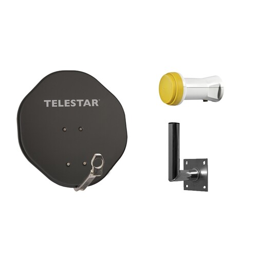 229994 Telestar Set Telestar Alurapid 45, SAT Antenne, Single LNB, Mast und Produktbild Front View L