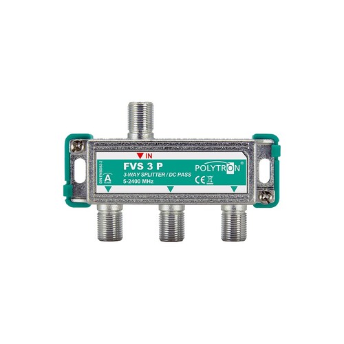 208015 PÃ¶tzelsberger FVS 3P, 5 2400 MHz Verteiler mit DC Durchgang, F-Anschluss Produktbild Front View L