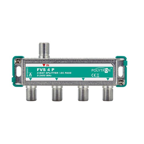 208016 Pötzelsberger FVS 4P, 5 2400 MHz Verteiler mit DC Durchgang, F-Anschluss Produktbild Front View L