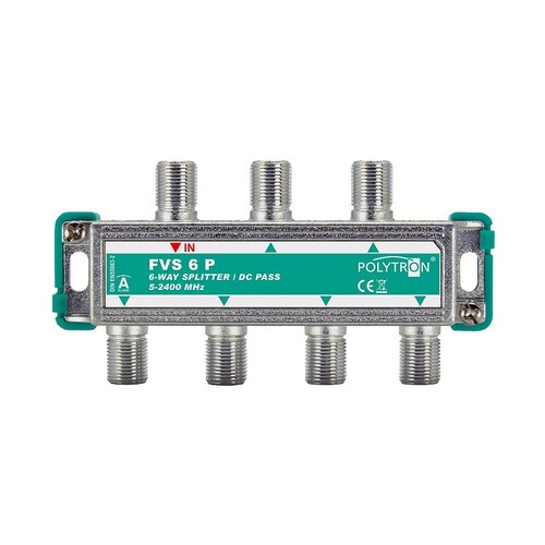 208017 Pötzelsberger FVS 6P, 5 2400 MHz Verteiler mit DC Durchgang, F-Anschluss Produktbild Front View L