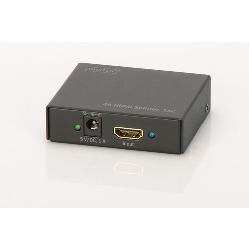 DS-46304 Digitus HDMI Splitter 2 Port, 4K Aufl.max.4096x2304, 3D Support Produktbild Front View L