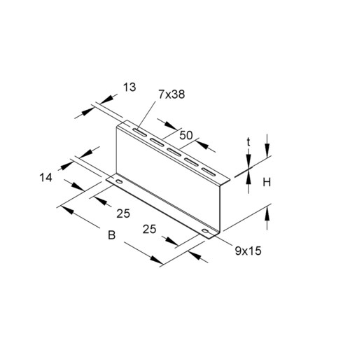 861484 Niedax RZP 120/500 Distanzprofil, Z Profil, 120x500 mm, t=2,0mm Produktbild Front View L