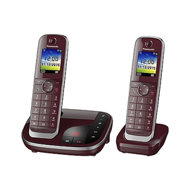 KX-TGJ322GR Panasonic Telefon Schnurlos TGJ320 plus 2.es Mobilteil rot Produktbild