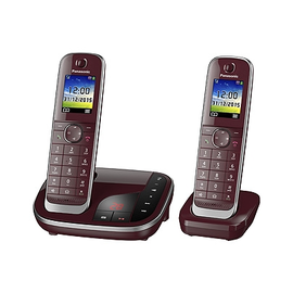 KX-TGJ322GR Panasonic Telefon Schnurlos TGJ320 plus 2.es Mobilteil rot Produktbild front M